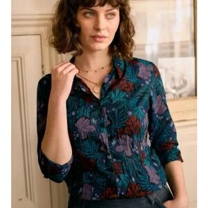 Seasalt Larissa Shirt Sea Collage Onyx size 8 organic cotton